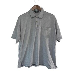 Aureus Mens Egyptian Cotton Polo Shirt Large Navy White Houndstooth Golf Pocket